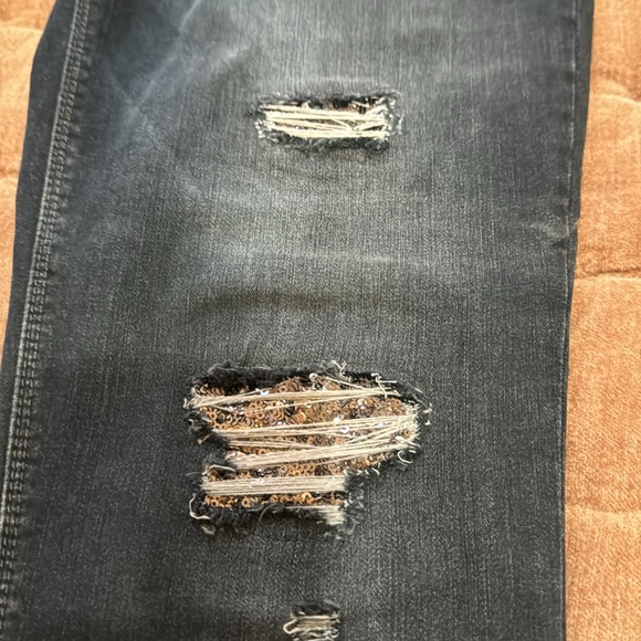 WHBM The Skinny sequin scrapped jeans Shorts ze 10 - Picture 2 of 4